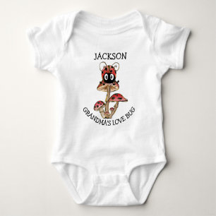 Cute Whimsical Love Bug Ladybug Grandchild Name Baby Bodysuit