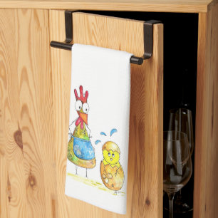 Cute Whimsical Mama Chicken with Baby Kitchen Towel