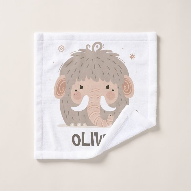 Cute Whimsical Mammoth Personalized Wash Cloth (Wash Cloth)