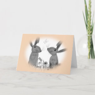 Cute Whimsical March Hares Card