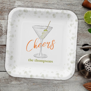 Cute Whimsical Martini Cocktail Simple Party Paper Plate