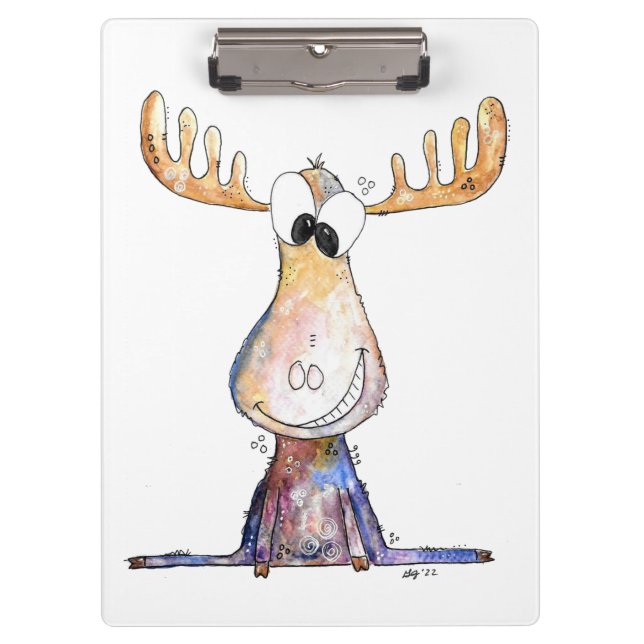 Cute Whimsical Moose Clipboard (Front)