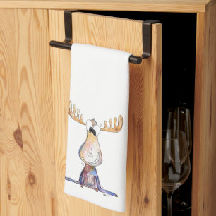 Cute Whimsical Moose Kitchen Towel