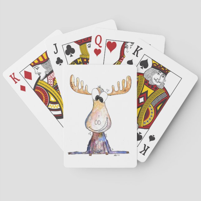 Cute Whimsical Moose Playing Cards (Back)