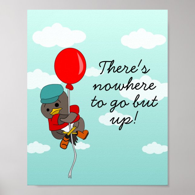 Cute Whimsical Motivational Bird Illustration Poster (Front)