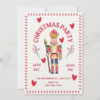 Cute Whimsical Nutcrackers Christmas Party Invitation