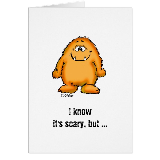 Cute whimsical orange Monster by Send2smiles (Front)