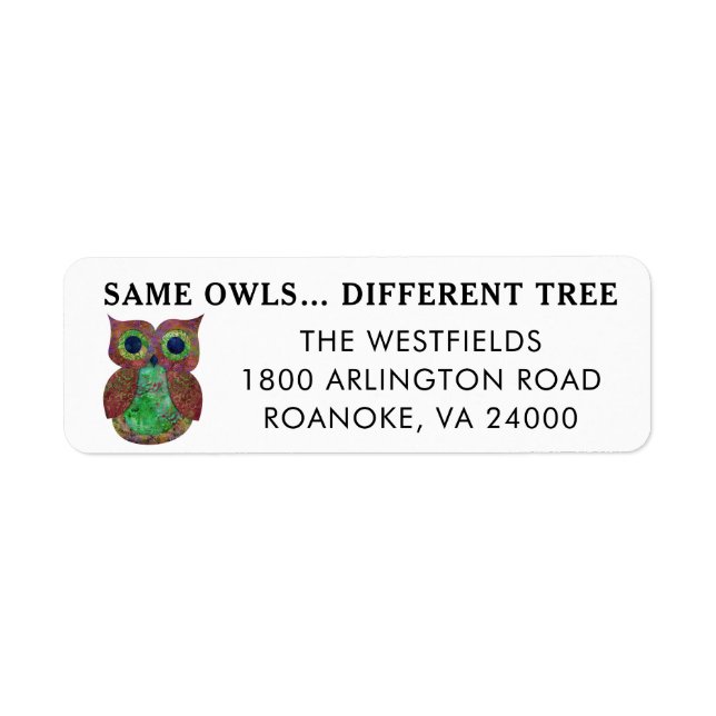 Cute Whimsical Owl New Home Return Address Label (Front)