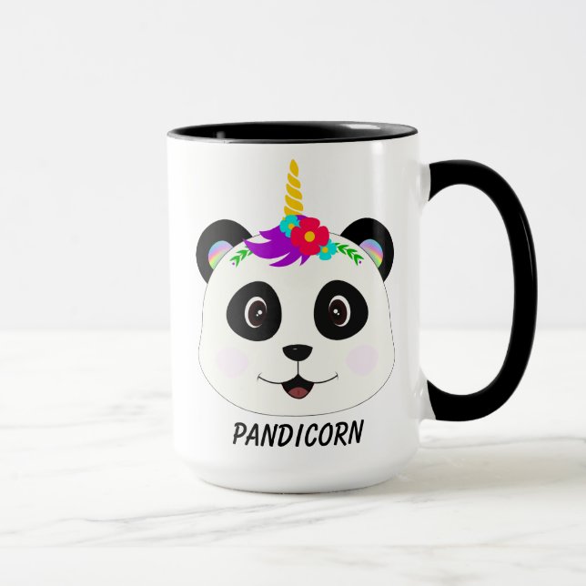 Cute Whimsical Panda Unicorn Pandicorn Mug (Right)