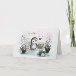 Cute Whimsical Penguin Love Valentine Card