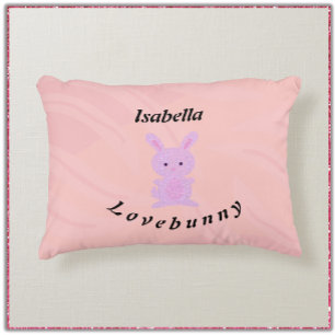Cute Whimsical Pink Bunny  Accent Pillow