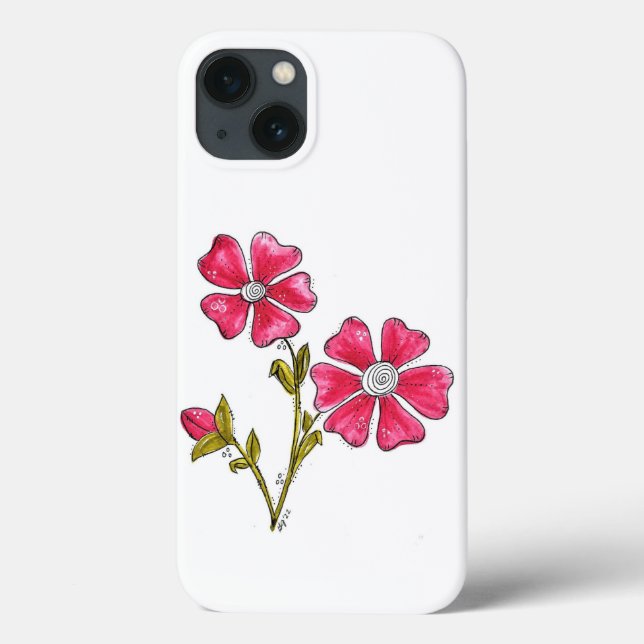Cute Whimsical Pink Flowers Case-Mate iPhone Case (Back)