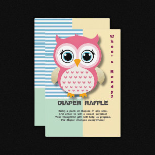 Cute Whimsical Pink Owl Baby Shower Enclosure Card