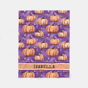 Cute Whimsical Pumpkin Name Fleece Blanket