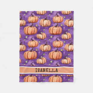 Cute Whimsical Pumpkin Name Fleece Blanket