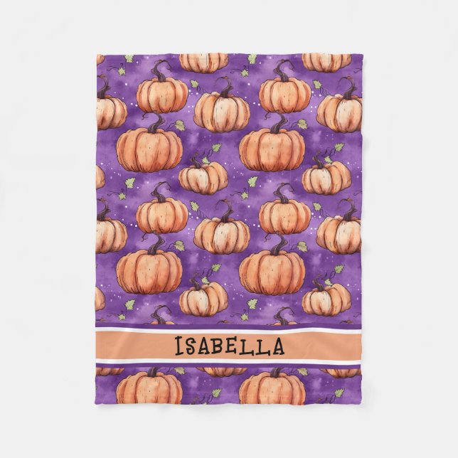 Cute Whimsical Pumpkin Name Fleece Blanket (Front)