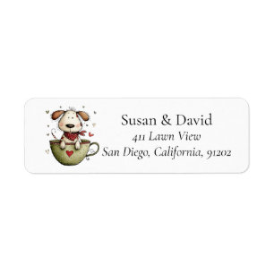 Cute Whimsical Puppy Dog Teacup Bandana Valentine