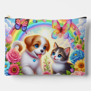 Cute/whimsical puppy/kitten rainbow accessory pouch