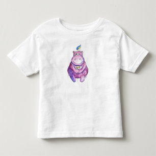 Cute Whimsical Purple Hippo Toddler T-shirt