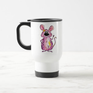 Cute Whimsical Purple Mouse Travel Mug