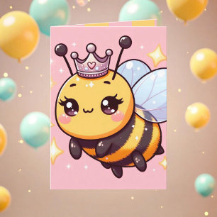 Cute Whimsical Queen Bee Baby Shower Announcement