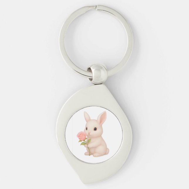  Cute & Whimsical Rabbit Charm Keychain (Front)