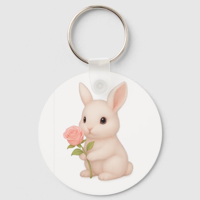  Cute & Whimsical Rabbit Charm Keychain (Front)