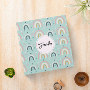 Cute Whimsical Rainbow Pattern Binder