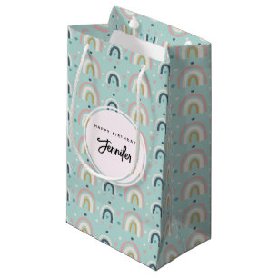 Cute Whimsical Rainbow Pattern Birthday Small Gift Bag
