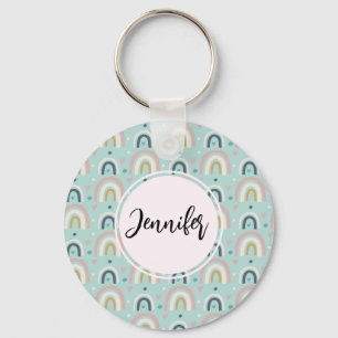 Cute Whimsical Rainbow Pattern Keychain