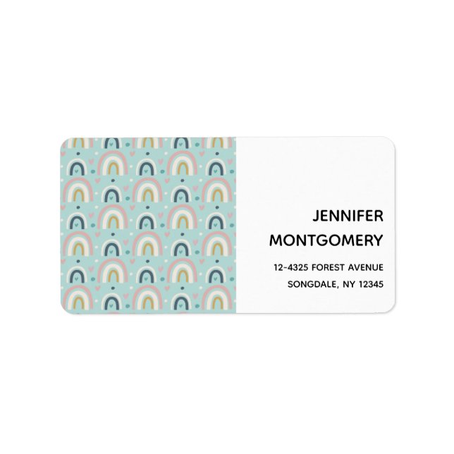 Cute Whimsical Rainbow Pattern Label (Front)