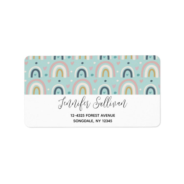 Cute Whimsical Rainbow Pattern Label (Front)