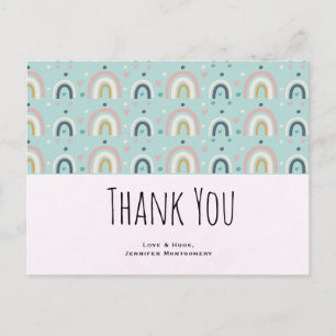 Cute Whimsical Rainbow Pattern Thank You Postcard