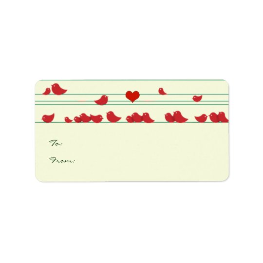 Cute Whimsical Red Birds Christmas Gift Tags
