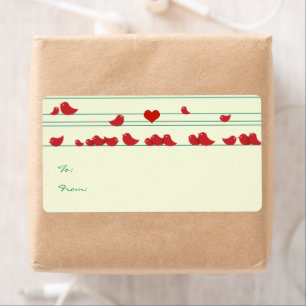 Cute Whimsical Red Birds Christmas Gift Tags