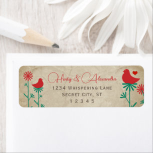 Cute Whimsical Red Birds Christmas Gift Tags