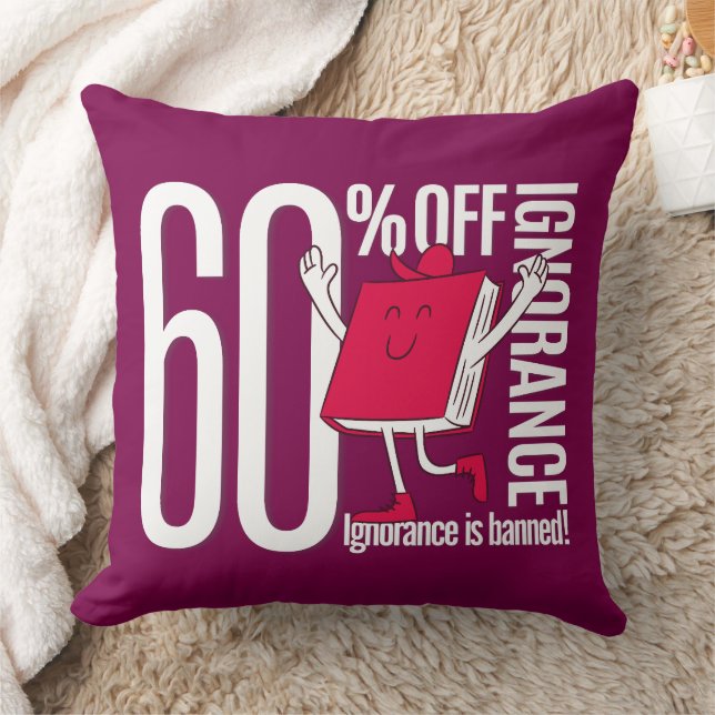 Cute Whimsical Red Book Character  Throw Pillow (Blanket)