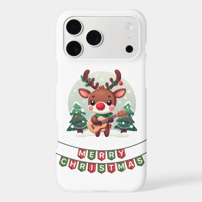 Cute Whimsical Reindeer with guitar (Verso)