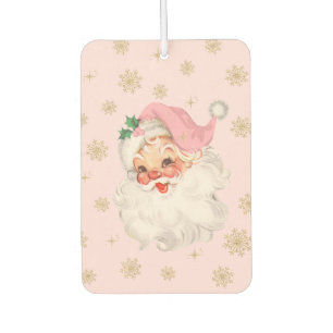 Cute Whimsical Retro Pink Santa Christmas Pattern Air Freshener