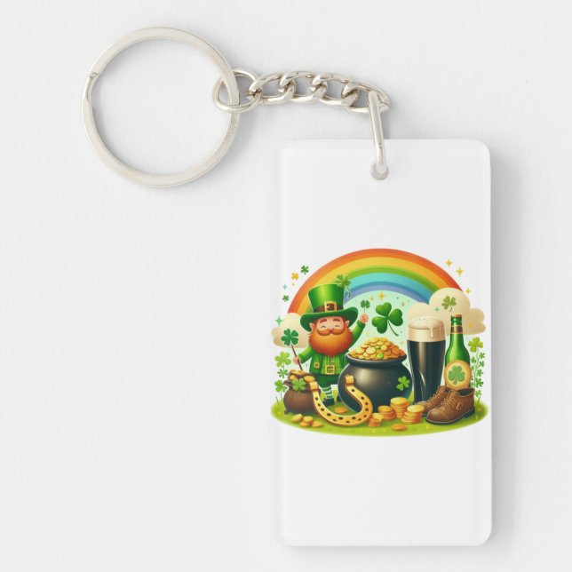 Cute, whimsical Saint Patrick's Day Keychain (Front)
