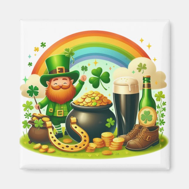 Cute, whimsical Saint Patrick's Day Magnet (Front)
