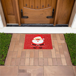 Cute whimsical Santa Claus Christmas holiday Doormat
