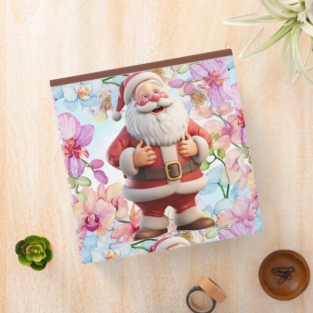 Cute Whimsical Santa Claus with Floral Binder (In Situ)