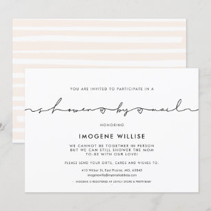 Cute whimsical script Baby shower by mail Invitation