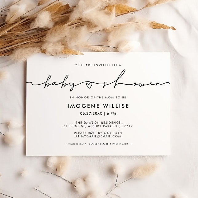 Cute whimsical script Baby shower Invitation (Creator Uploaded)