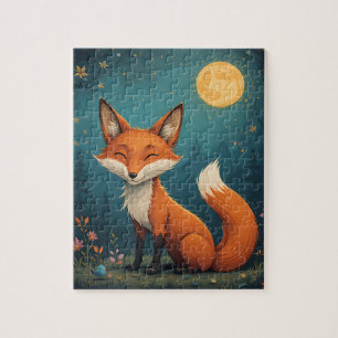 Cute Whimsical Sitting Fox Jigsaw Puzzle