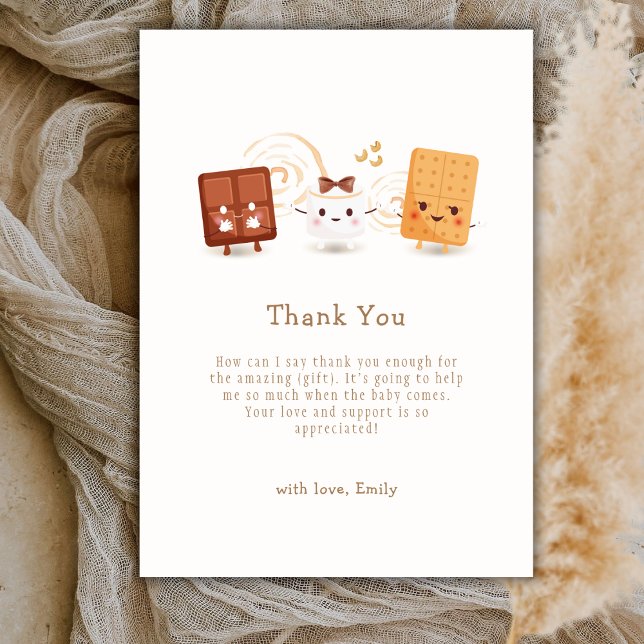 Cute Whimsical S'more Fun Baby Shower  Thank You Card (Cute Whimsical S'more Fun Baby Shower Thank You Card)