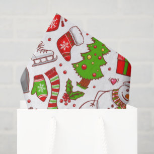 Cute Whimsical Snowman Christmas Holidays Modern Tissue Paper
