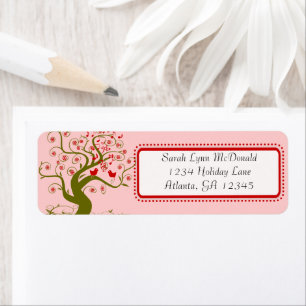Cute Whimsical Swirl Snowflake Tree Red & Pink