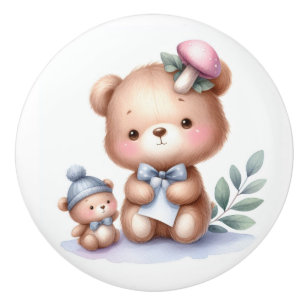 Cute Whimsical Teddy Bear Baby Room Ceramic Knob